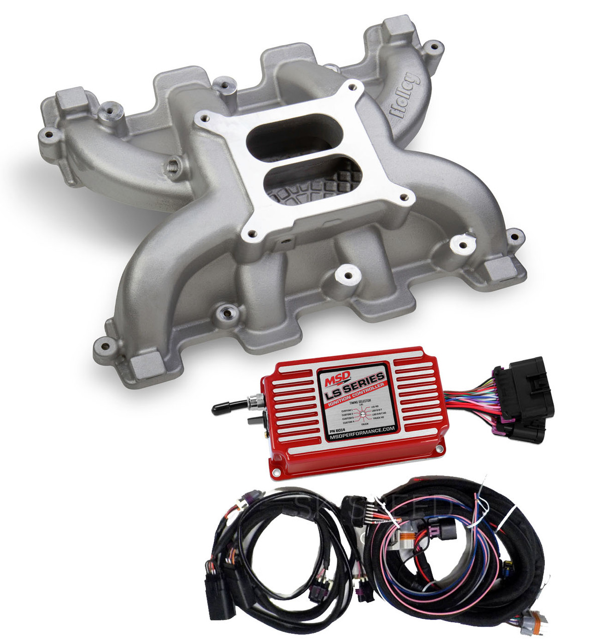 LS3 Rectangle Port Carb Conversion Holley 300129 Dual Plane Intake/MSD